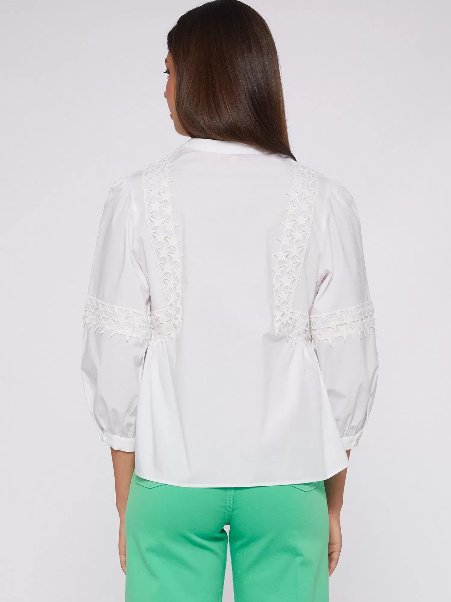 Mujer Vilagallo Camisa Blanca Poplin Detalle Estrellas