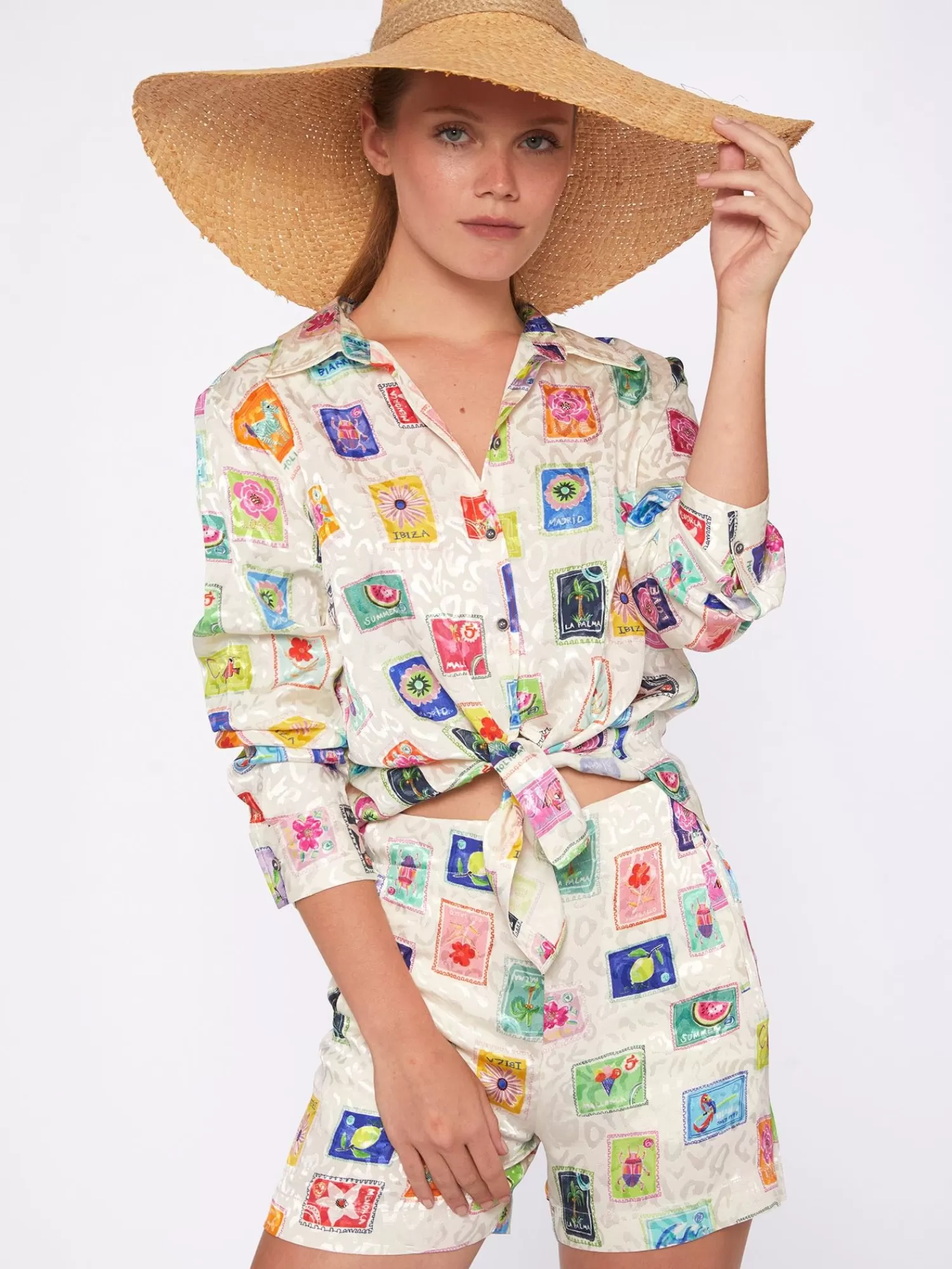 Mujer Vilagallo Camisa Estampado Sellos Jacquard