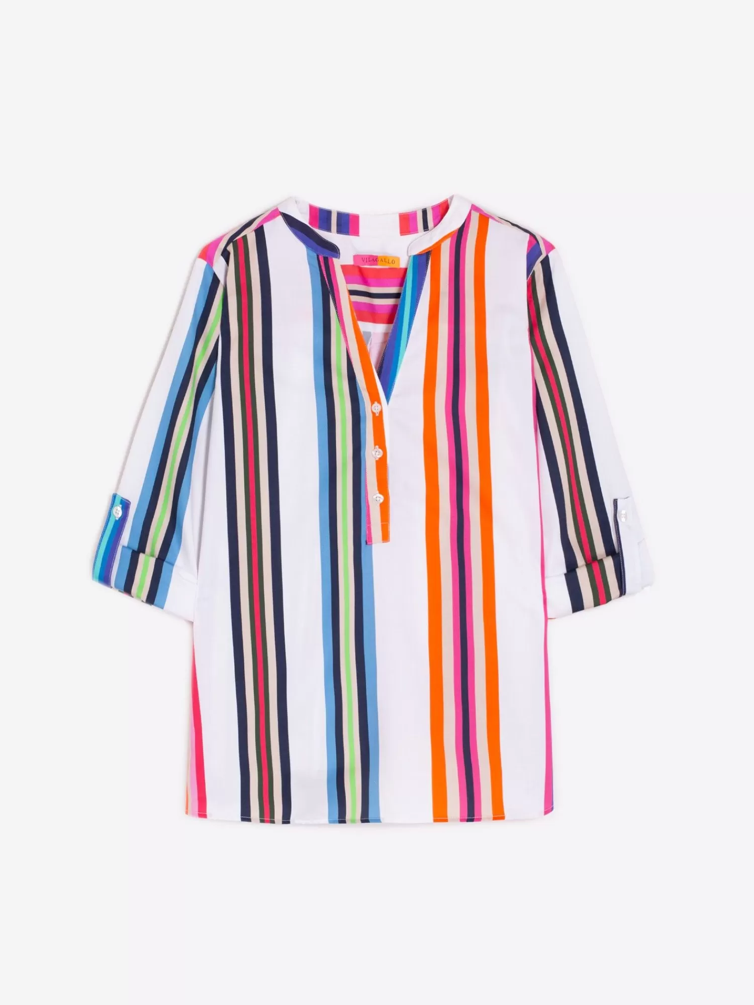 Mujer Vilagallo Camisa Francina Multicolor Cotton Stripe