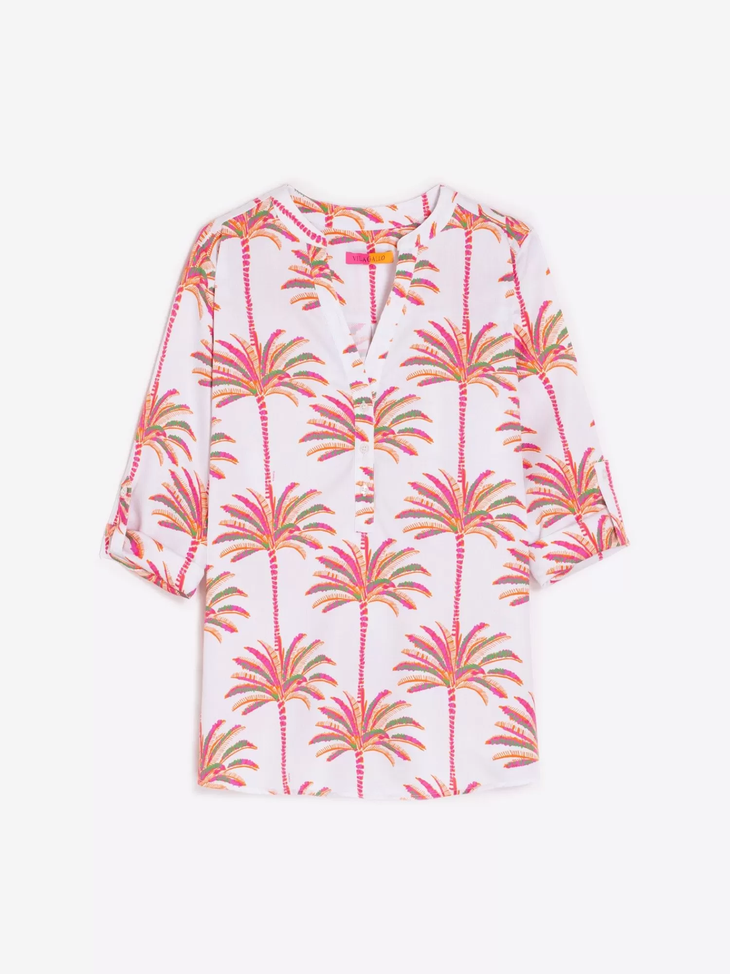 Mujer Vilagallo Camisa Francina Pink Palm Tree Print