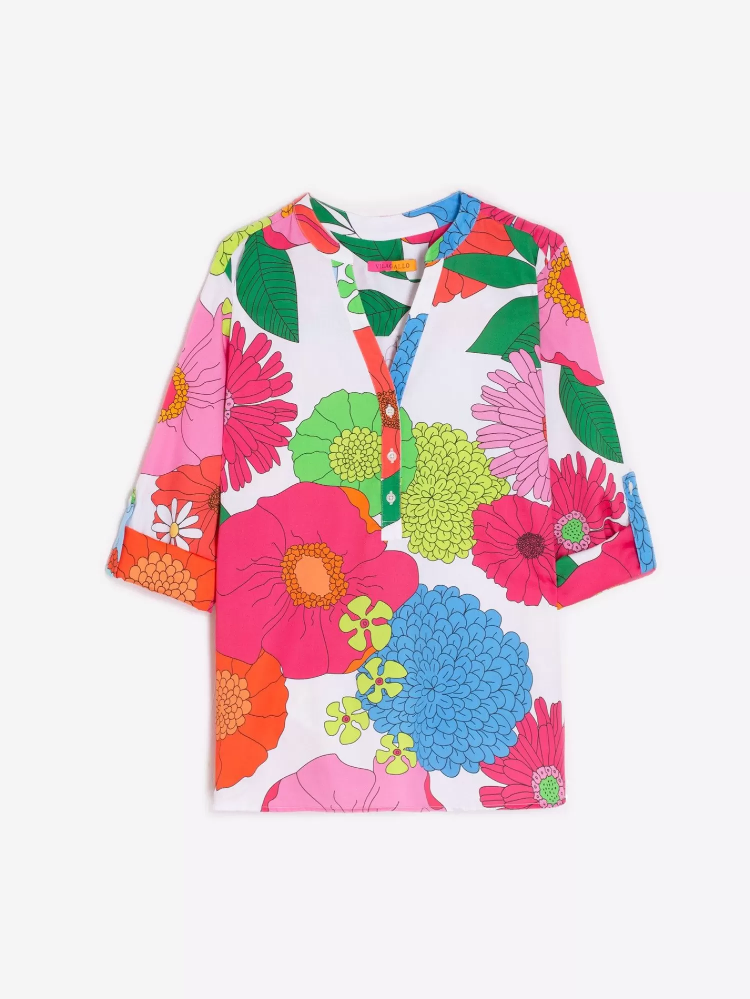 Mujer Vilagallo Camisa Francina White Maxi Flower