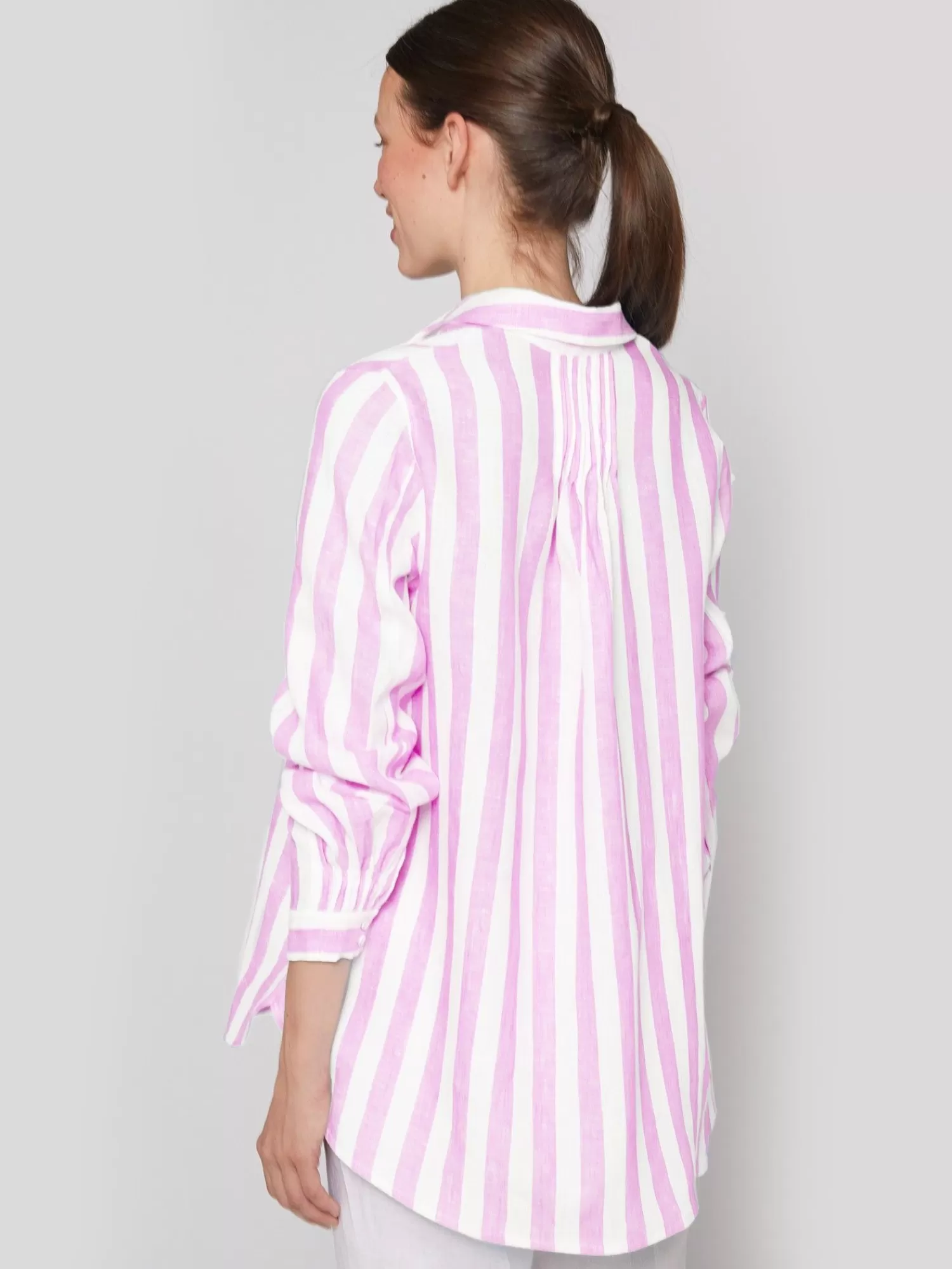 Mujer Vilagallo Camisa Lino Rayas Rosas