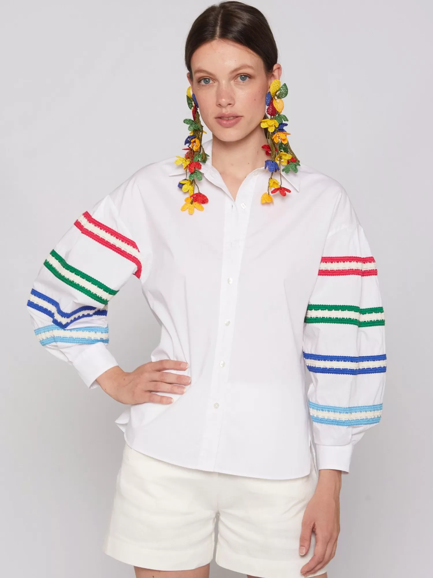 Mujer Vilagallo Camisa Mangas Abullonadas Popelin Blanco