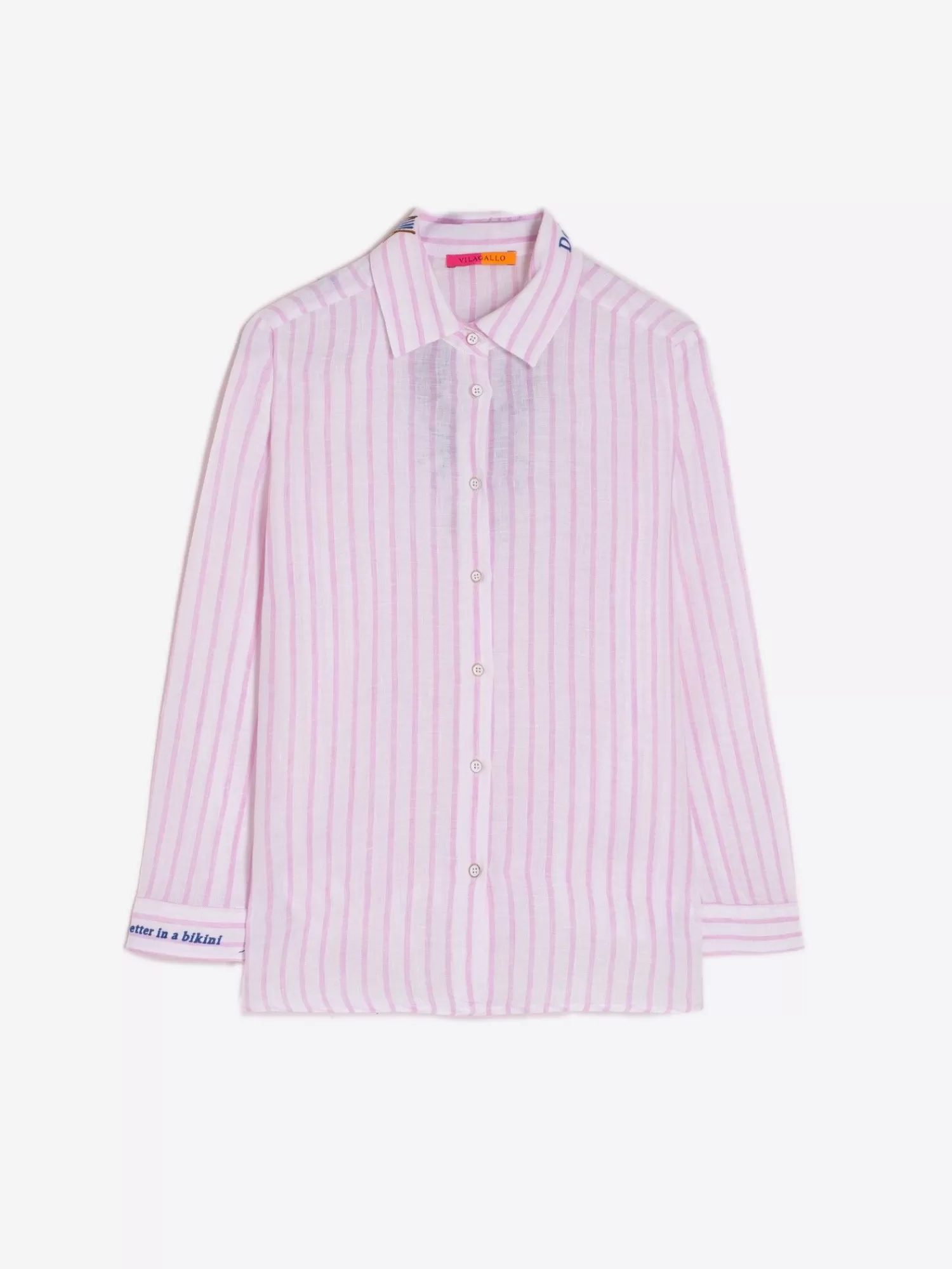 Mujer Vilagallo Camisa Petra Emb Pink Stripe M