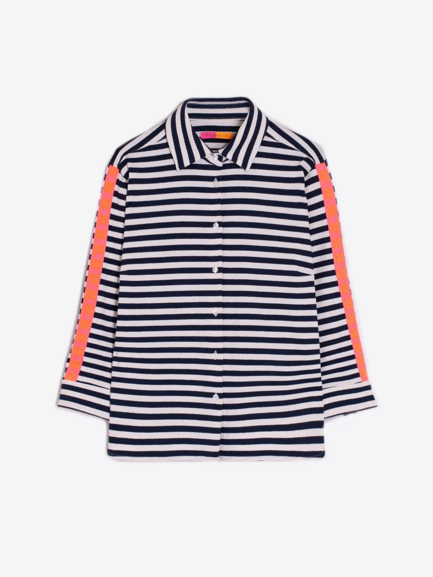 Mujer Vilagallo Camisa Sara Navy Stripe Canale