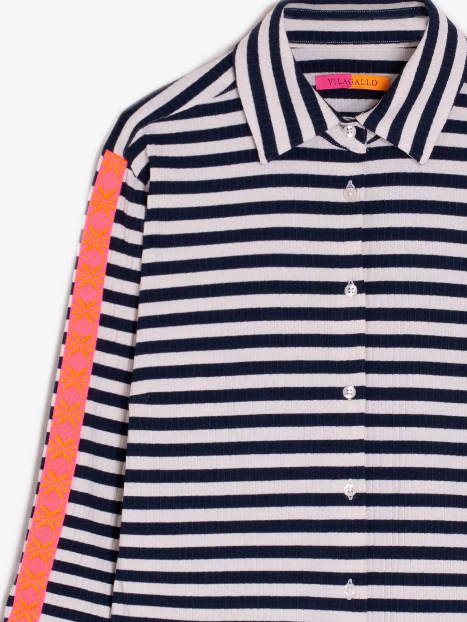 Mujer Vilagallo Camisa Sara Navy Stripe Canale