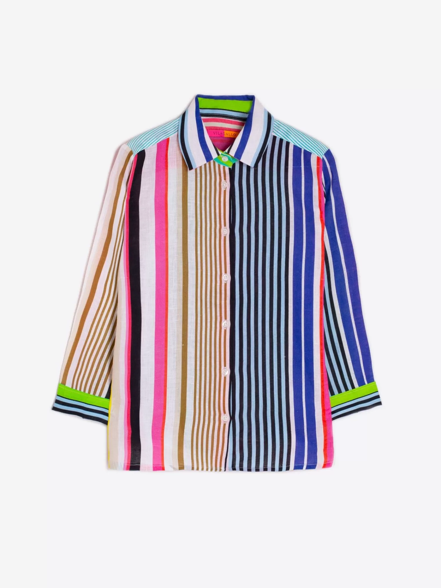 Mujer Vilagallo Camisa Sara Stripe Pure Linen