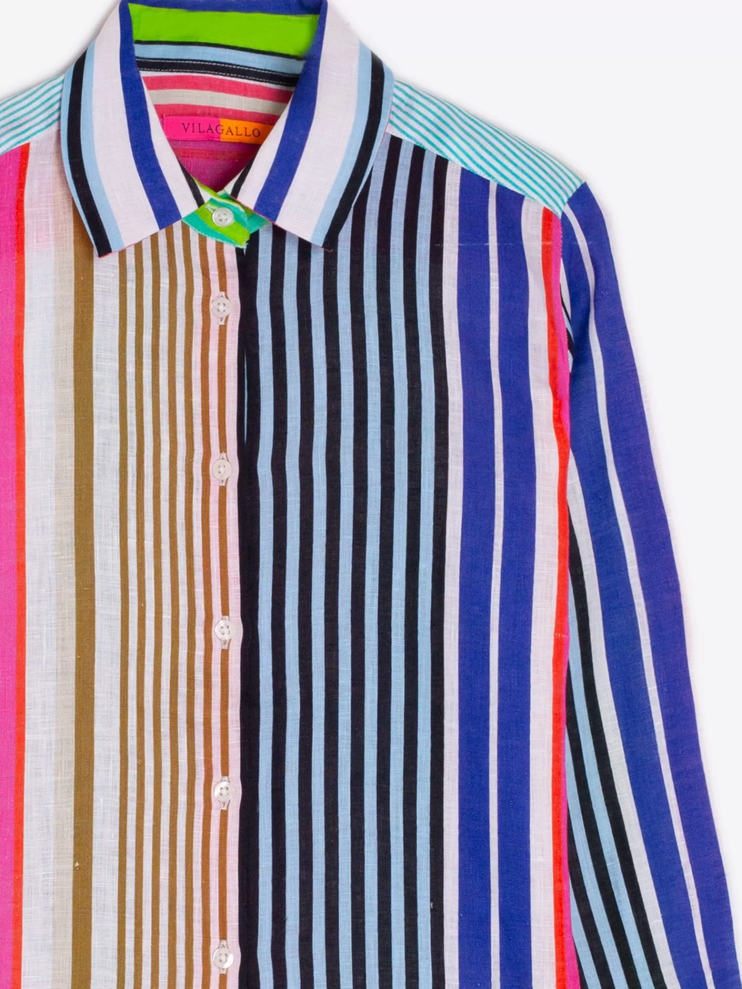 Mujer Vilagallo Camisa Sara Stripe Pure Linen