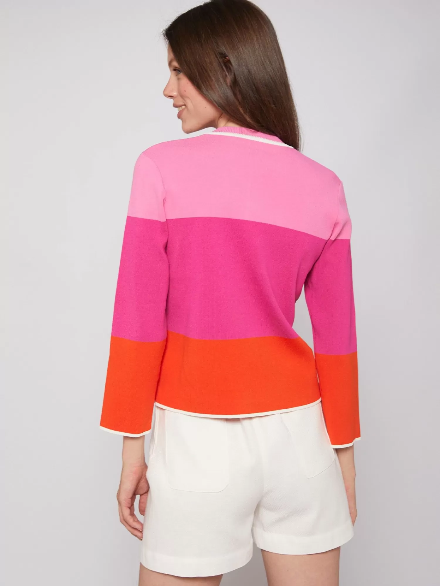 Mujer Vilagallo Cardigan Punto Tricolor Rosa Naranja