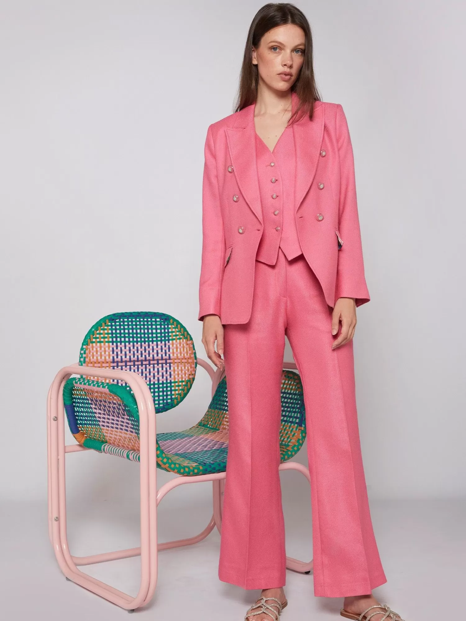 Mujer Vilagallo Chaqueta Ingrid Pink Savile