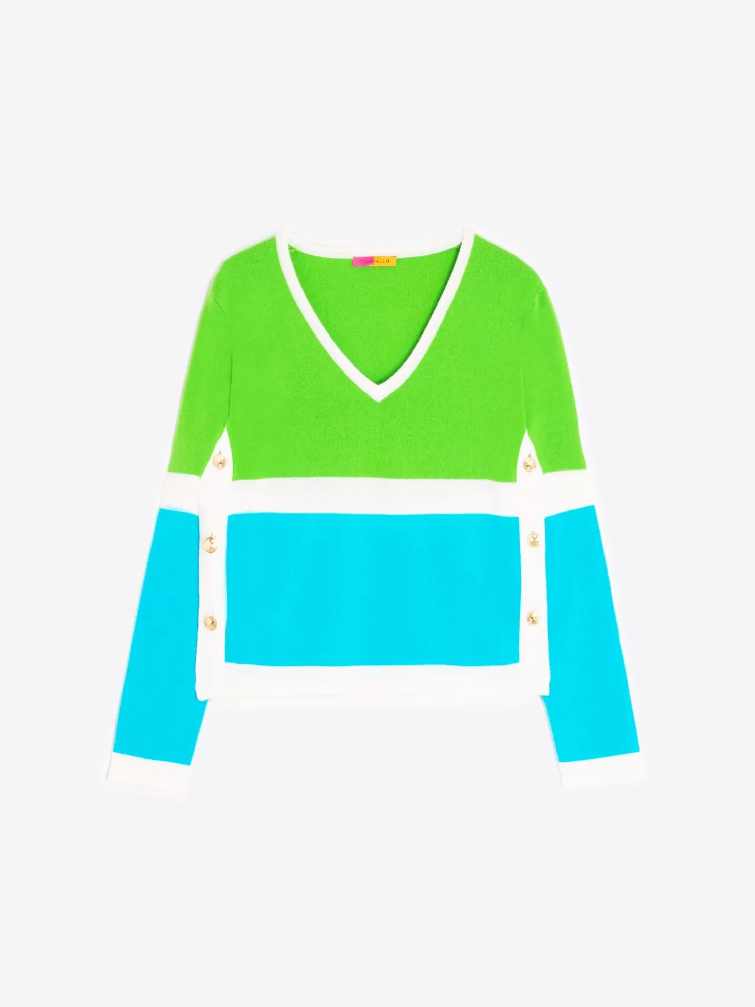 Mujer Vilagallo Jersey Punto 100% Lana Merino Colour Block