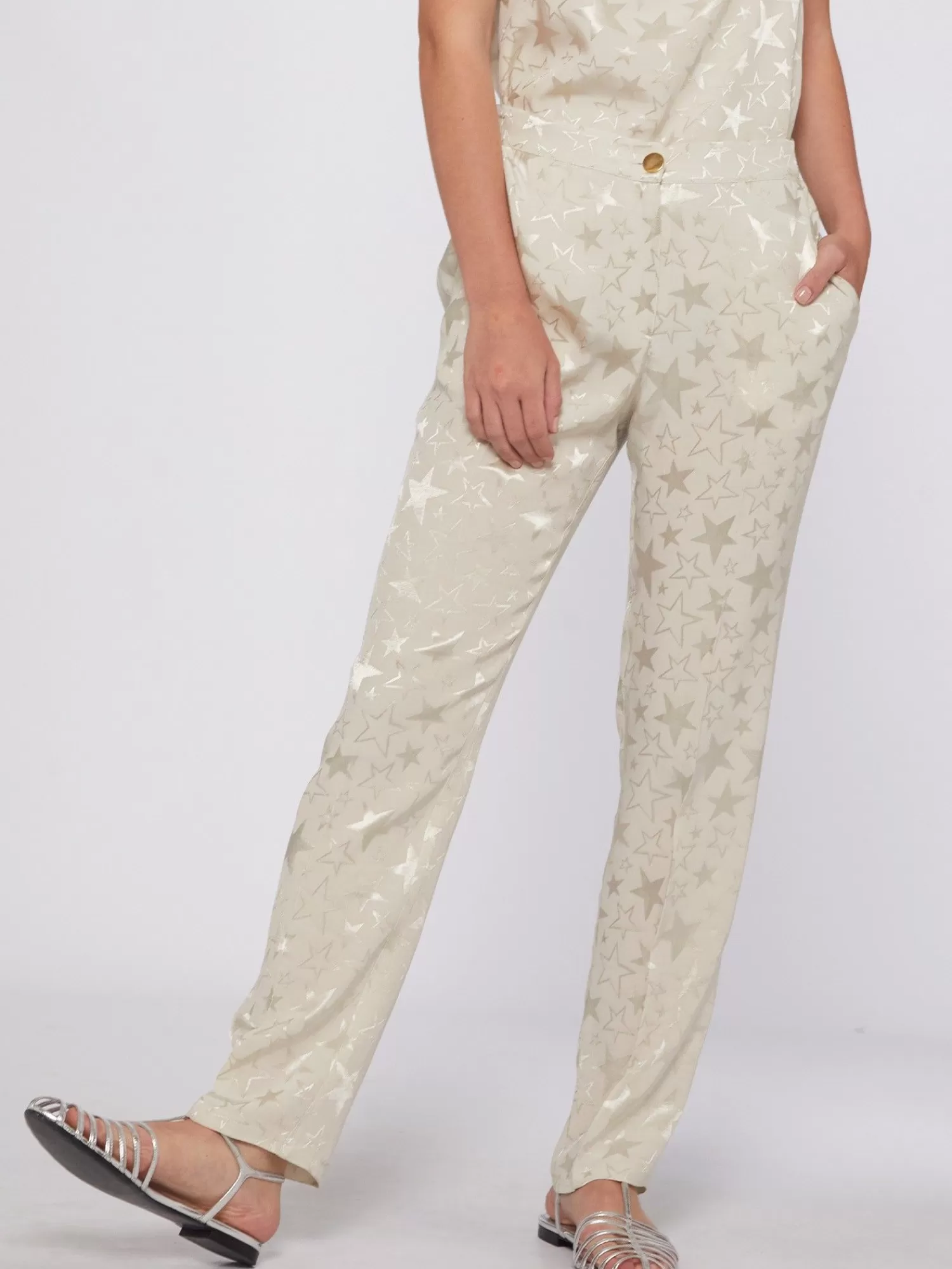 Mujer Vilagallo Pantalon Jacquard Estrellas