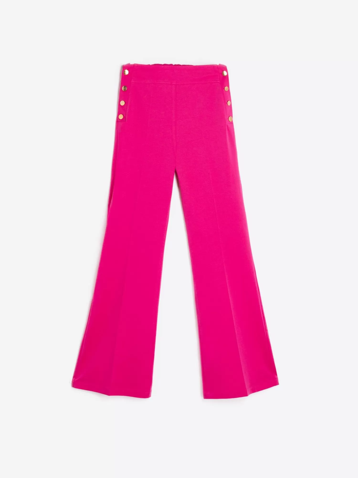 Mujer Vilagallo Pantalon Punto Rosa Botones Laterales Perfect Fict