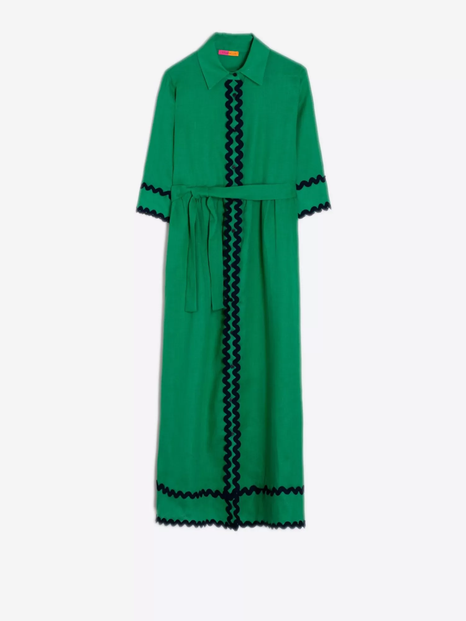 Mujer Vilagallo Vestido Camisero Lino Verde