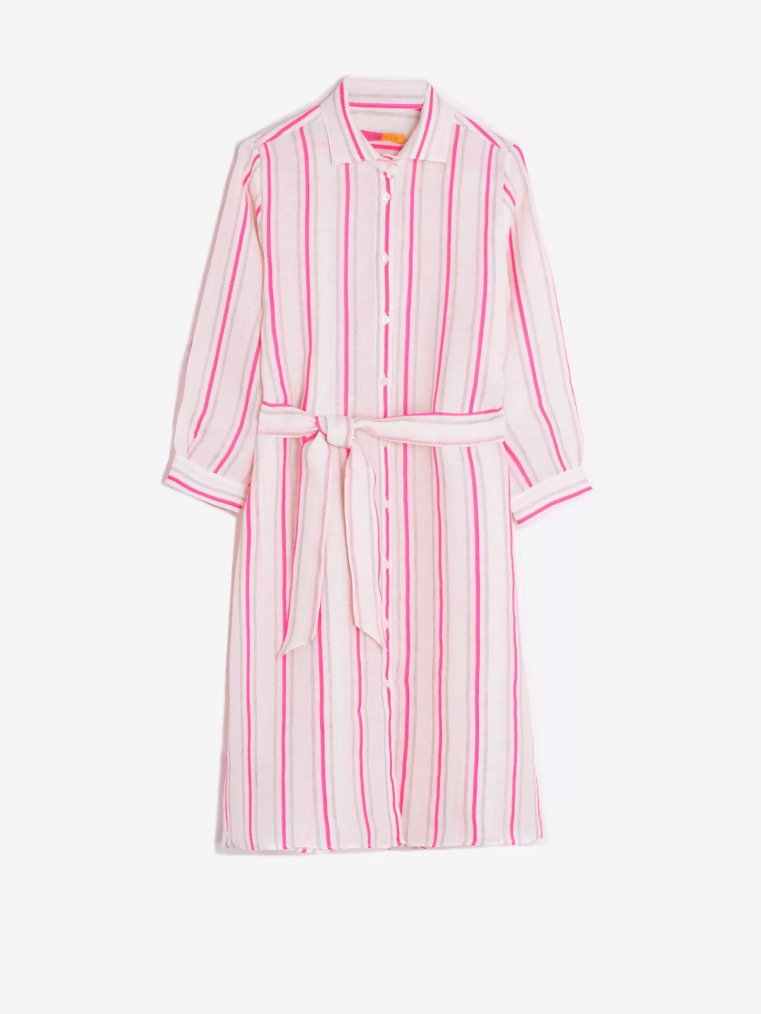 Mujer Vilagallo Vestido Camisero Rayas Neon