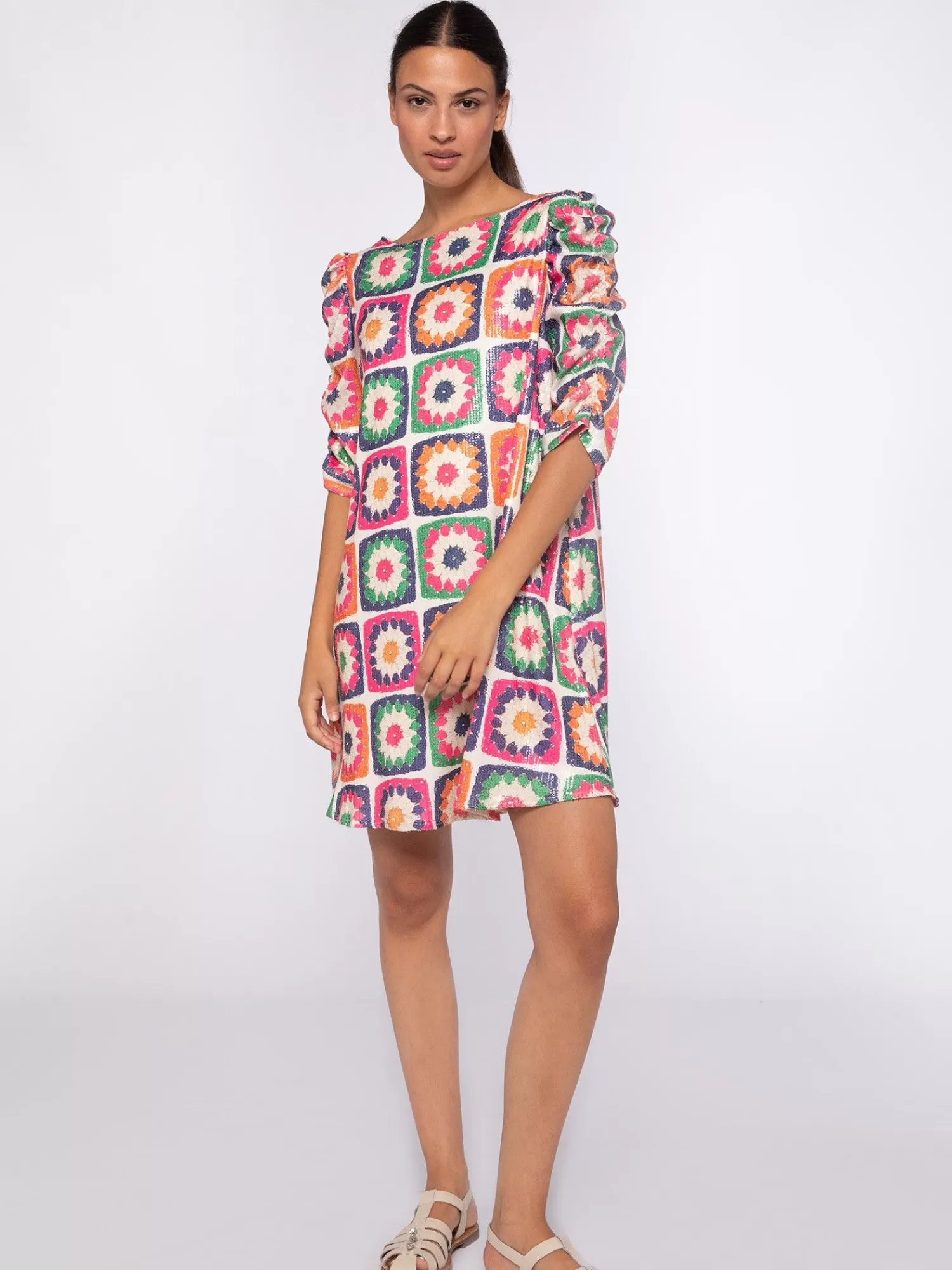 Mujer Vilagallo Vestido Lentejuelas Estampado Crochet