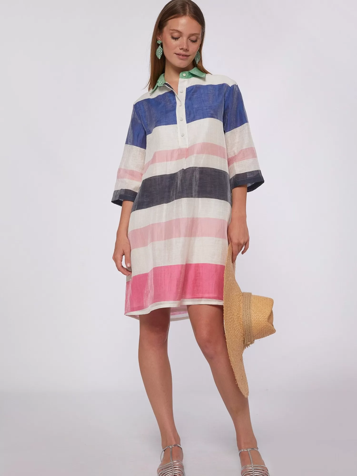 Mujer Vilagallo Vestido Maxi Rayas Lino