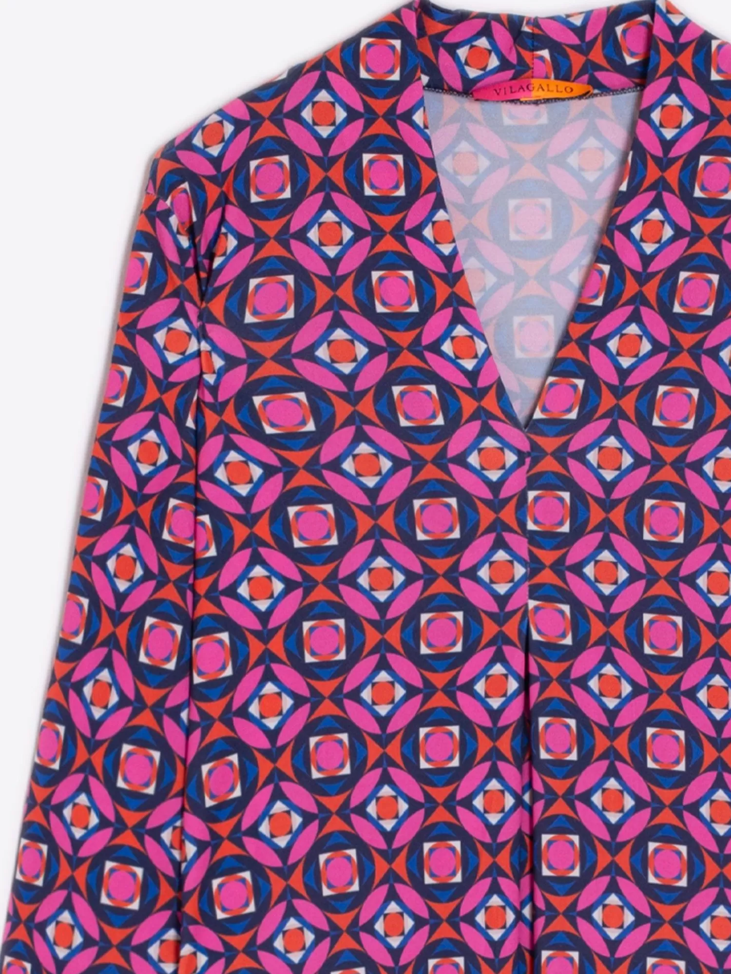 Mujer Vilagallo Vestido Noam Geometric Pink Navy