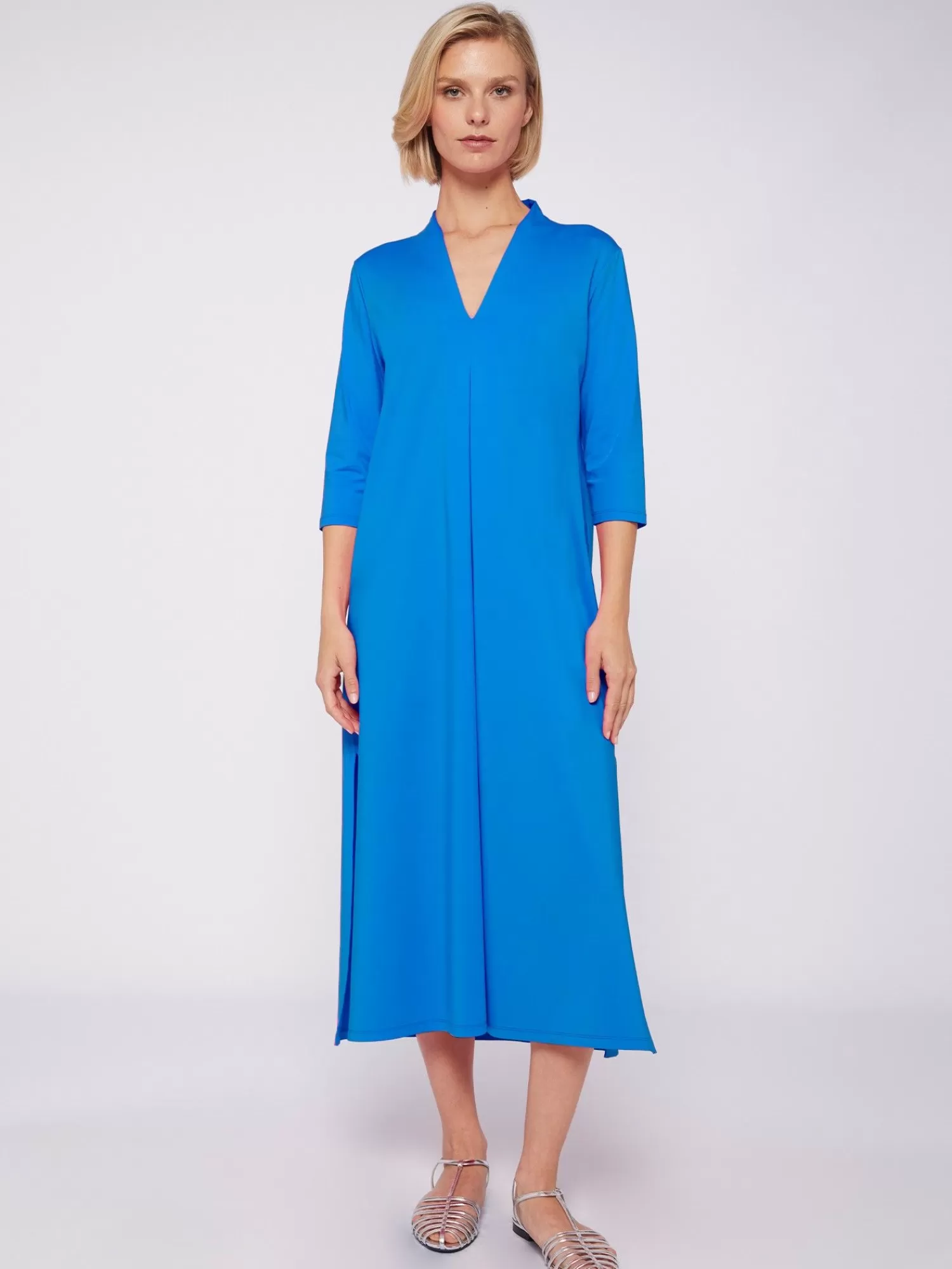 Mujer Vilagallo Vestido Punto Azul Santinado