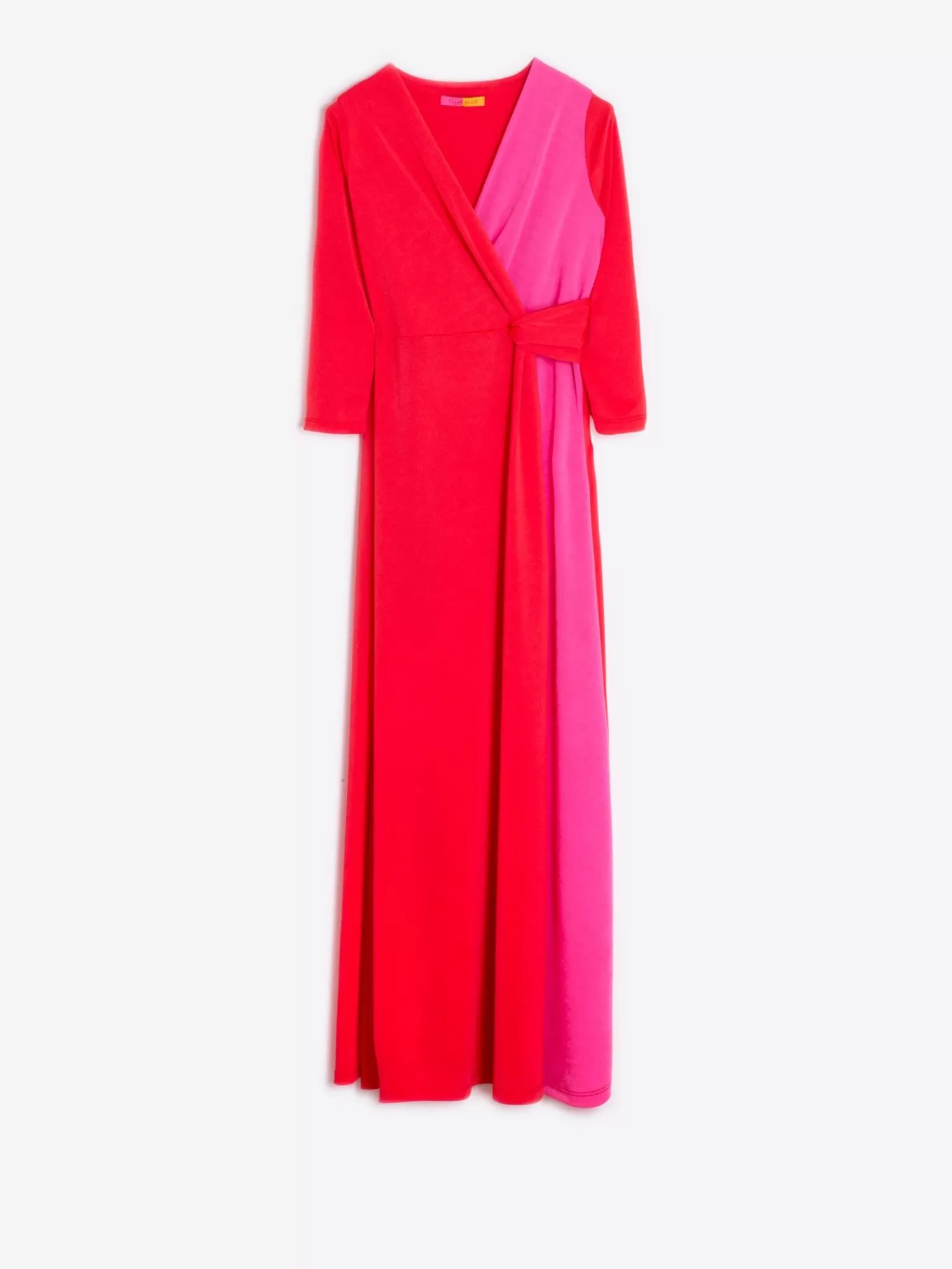 Mujer Vilagallo Vestido Punto Largo Satinado Bicolor