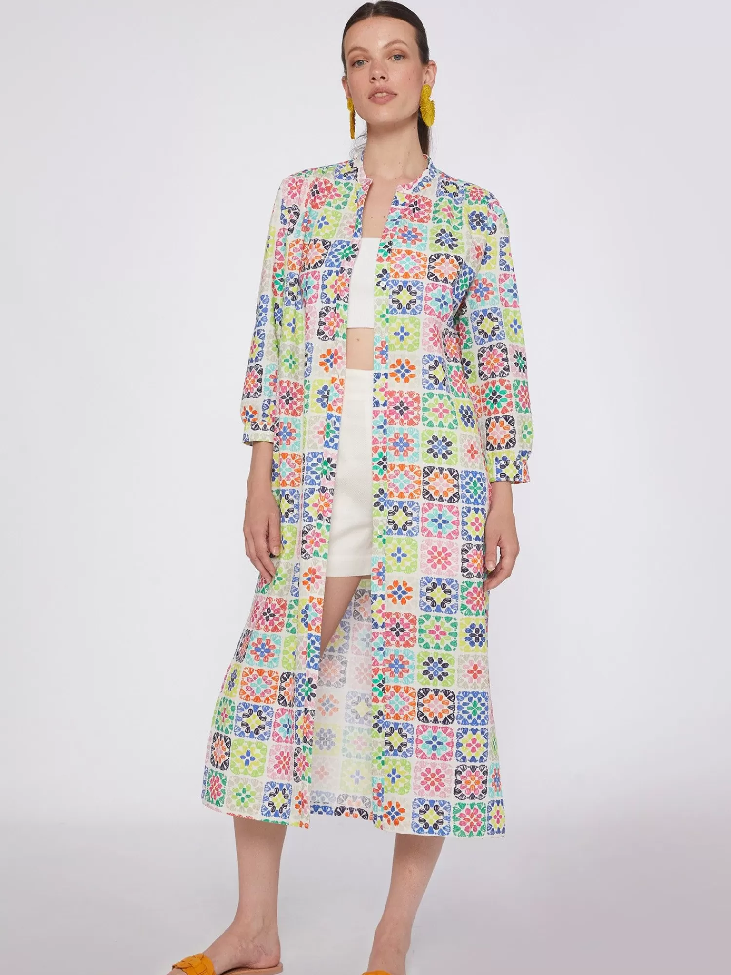 Mujer Vilagallo Vestido Seersucker Estampado Crochet
